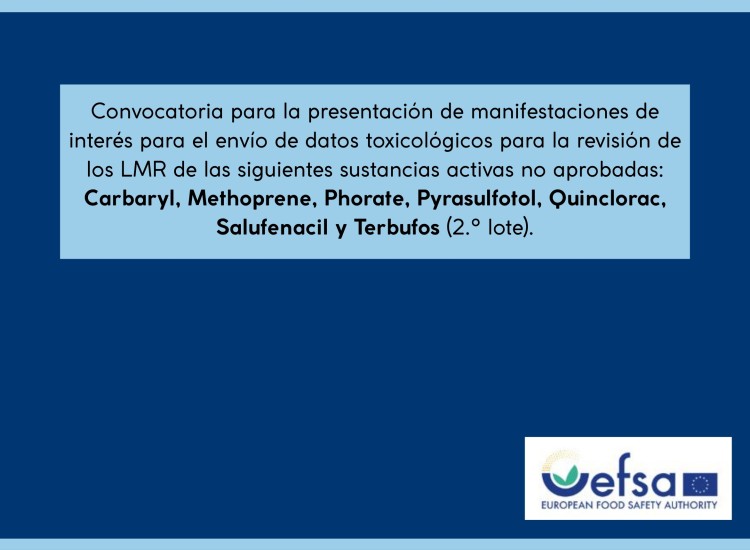 Convocatoria para la presentación de manifestaciones de interés: envío de datos toxicológicos para la revisión de LMR (2.º lote)